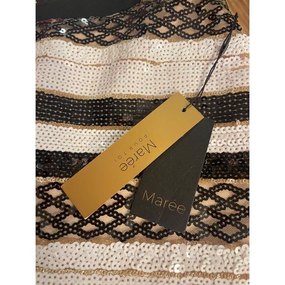 NWT MARÉE POUR TOI Sequin Stripe A-Line Skirt Size 16 - Picture 5 of 5